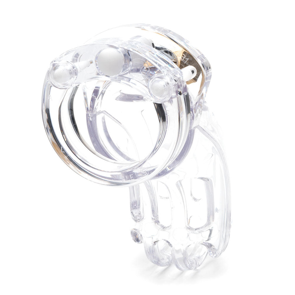 The curve chastity cock cage kit - clear - Product back view  | Flirtybay